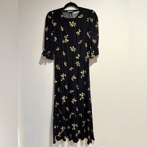 Reformation Jeans Black Floral Dress M